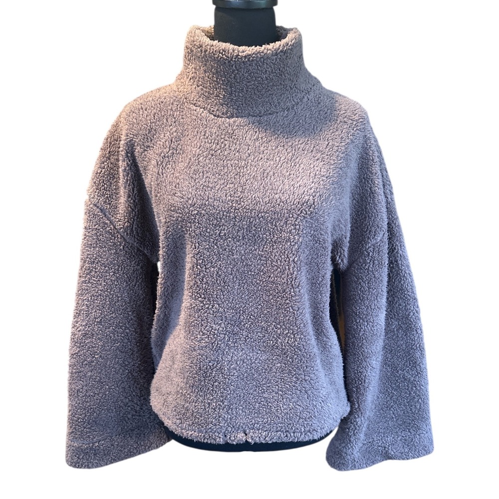 Marika Balance Collection Outdoor Brown Fleece Pullover With Bell Sleeves, Small